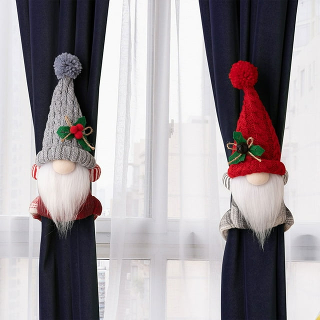 Décorations de Noël Poupée Sans Visage Rudolph Porte-Boucle de Rideau Embrasses de Gnome Festives Fermoirs de Rideau des Fêtes Accessoire Décoratif Multifonction Ensemble de 1 Installation Facile