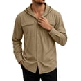 thumbnail image 4 of Yusimy Men's Solid Quick Dry Hooded Top with Pocket Long Sleeve Breathable UV Sun Protection Sports Shirt Casual Outdoor for Hiking, 4 of 7