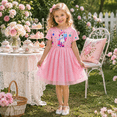 thumbnail image 3 of IPIO Girls Unicorn Dress Pink Rainbow Tulle Princess Party Dress, Sparkly Star Short Sleeve Birthday Outfit for Kids, Toddler Girls Dress-Up, 3 of 6