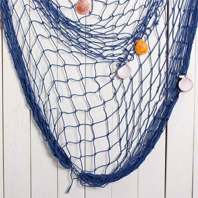 Party DIY Seaside Hanging Home Garden Decoration Craft Nautical Fishing Net  Wall Decor BLUE 