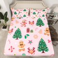 thumbnail image 2 of Manfei Brown Gingerbraed Man Twin Sheet Sets,Kawaii Christmas Reindeer Twin Fitted Sheet,Green Xmas Tree Flat Sheet For Girls,Ultra Soft Home Decor,3-Piece, 2 of 7