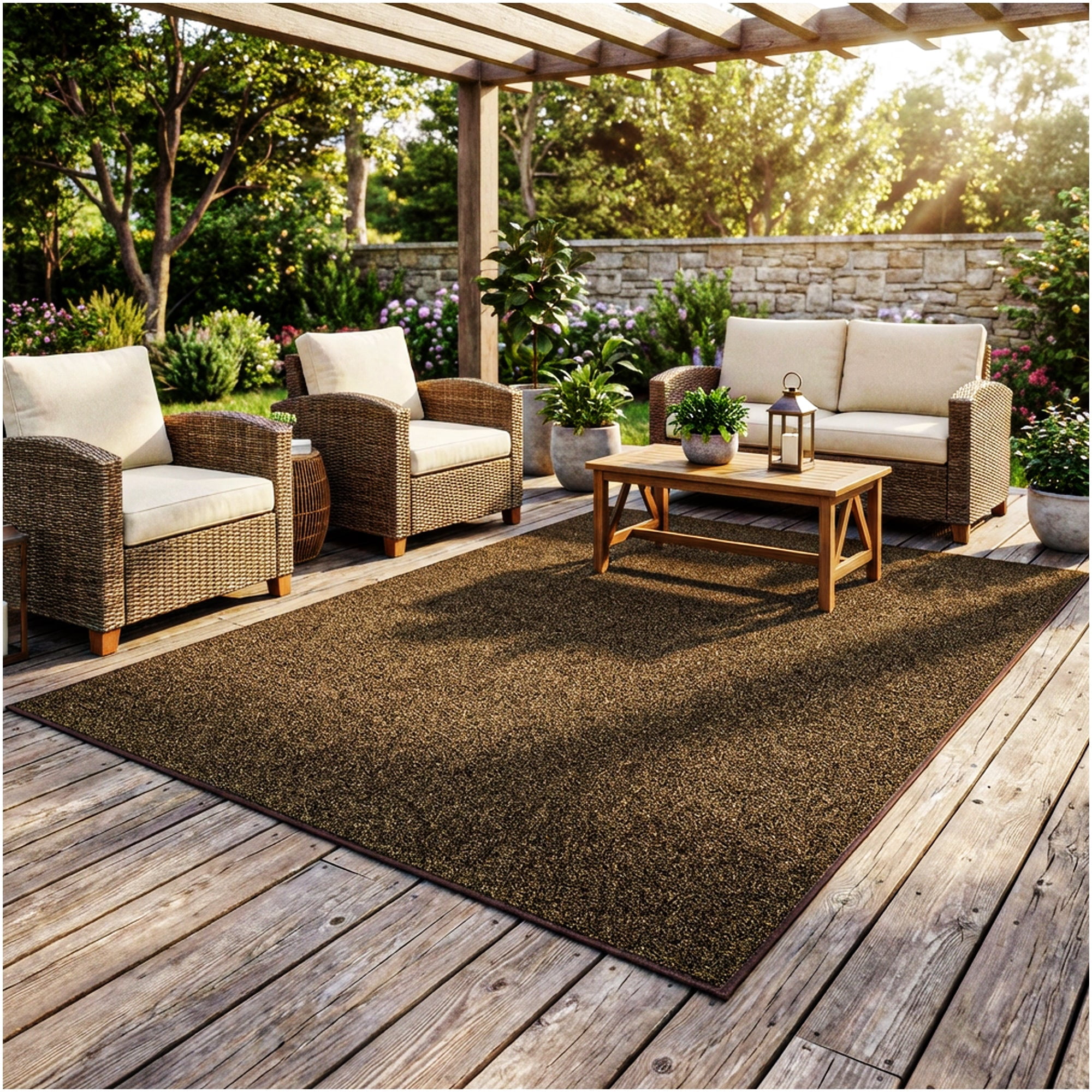 Koeckritz Rugs Grizzly Grass Pecan Brown Indoor/Outdoor Turf Area Rug, 3' x 8'