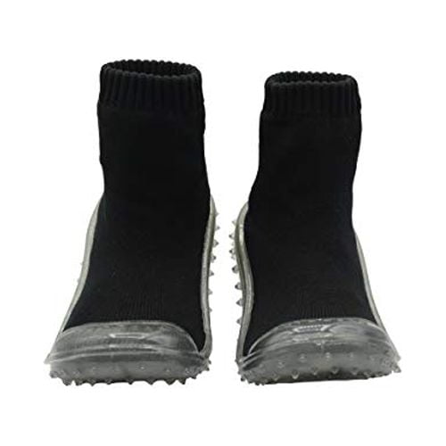 Skidders Baby Toddler Boys Grip with Rubber Soles Non-Slip Flexible Shoes Crystal Grip Limited Edition (4) Black