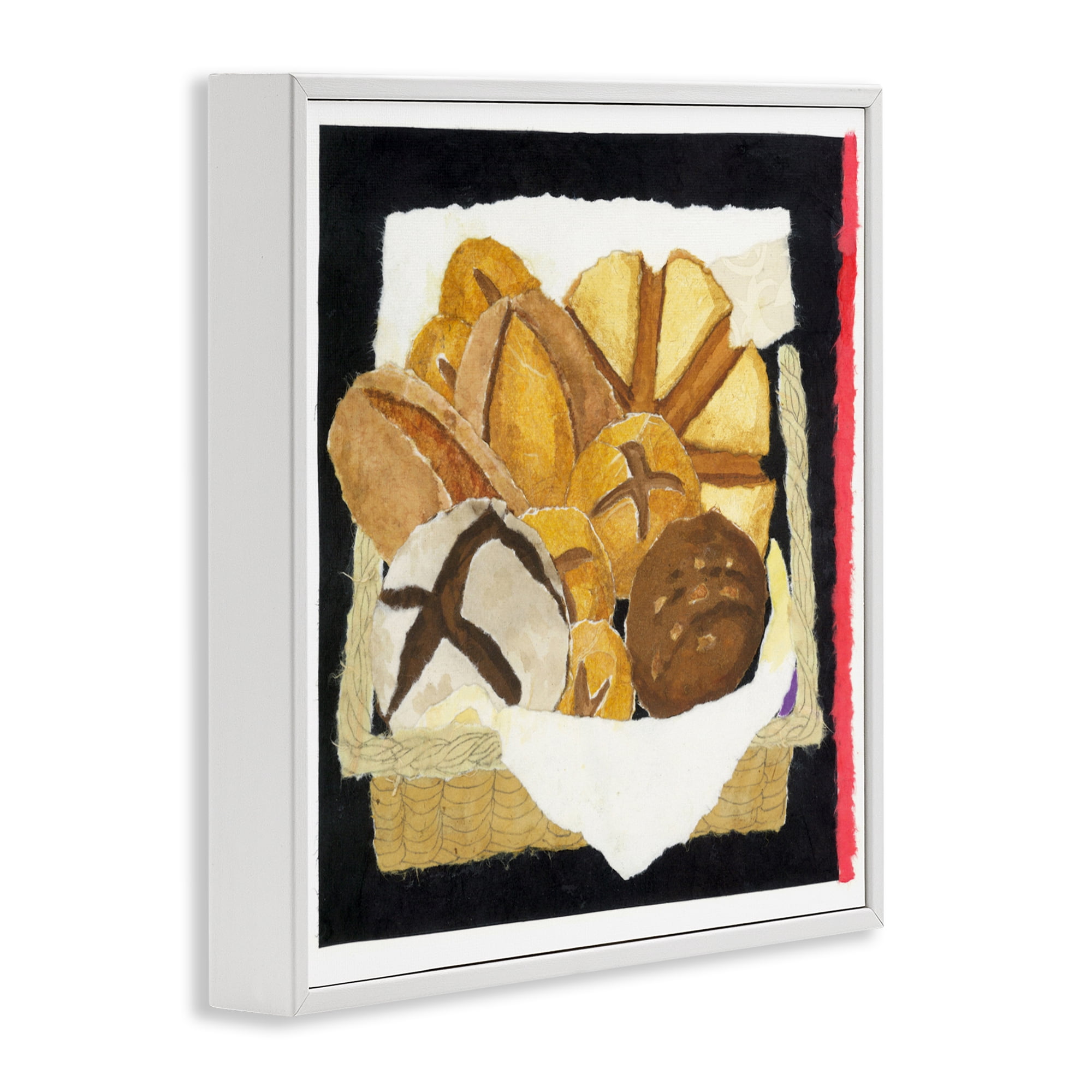 Stupell Industries Bread Box and Stripe White Framed Giclee Art, design by Nancy Overton