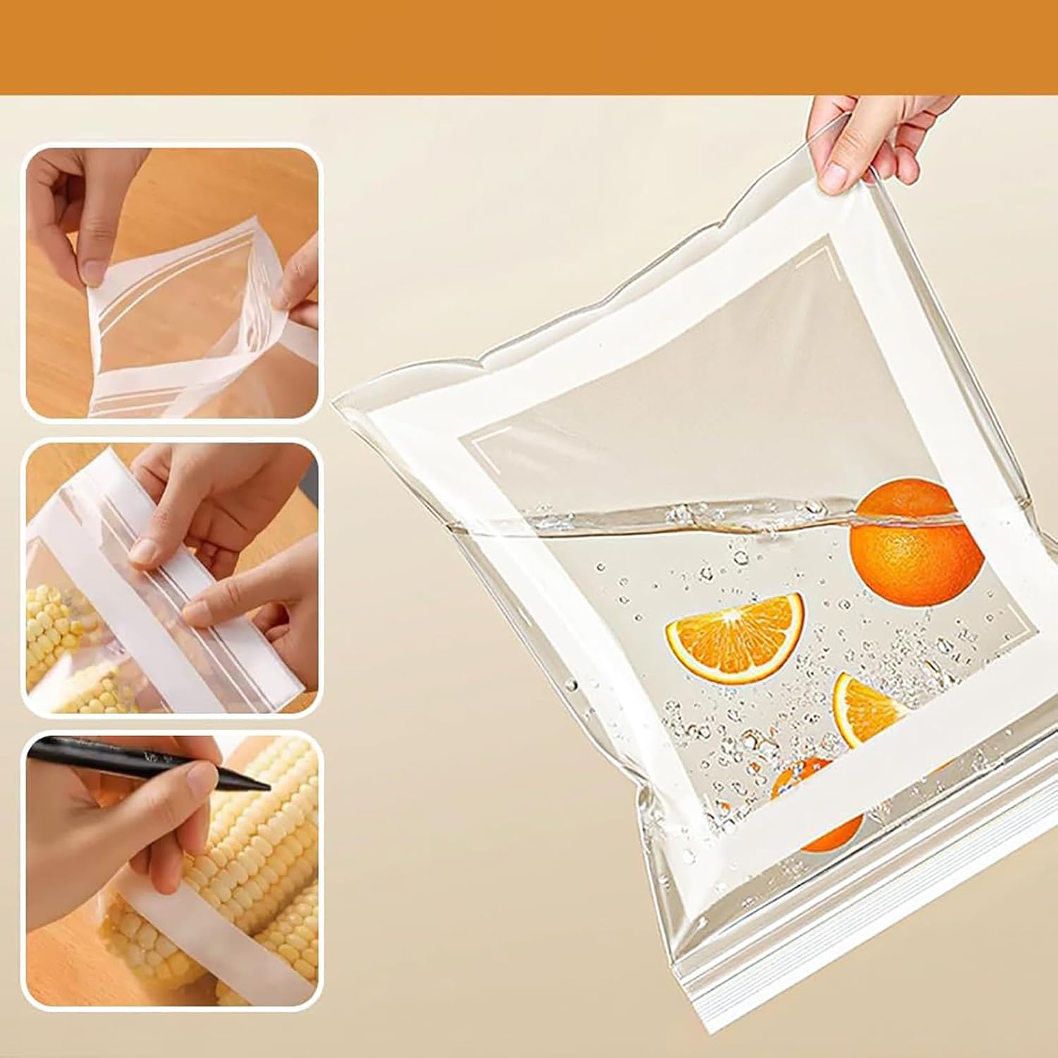 Food Grade Reusable Slider Food Storage Bags – Plastic Produce Bags for Fruit & Vegetable, Freezer & Refrigerator Storage, Kitchen Organization Essential (RL 30 PCS)