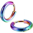 thumbnail image 2 of Nmkwnr 7 Pairs 316L Stainless Steel Earrings Mens Small Hoop Earrings 14K Plated Hoop Earrings for Women Men, Multicolor, 2 of 6