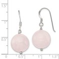 thumbnail image 2 of 925 Sterling Silver 12mm Round Rose Quartz Drop Dangle Earrings Pearl Natural Stone Shell, 2 of 6