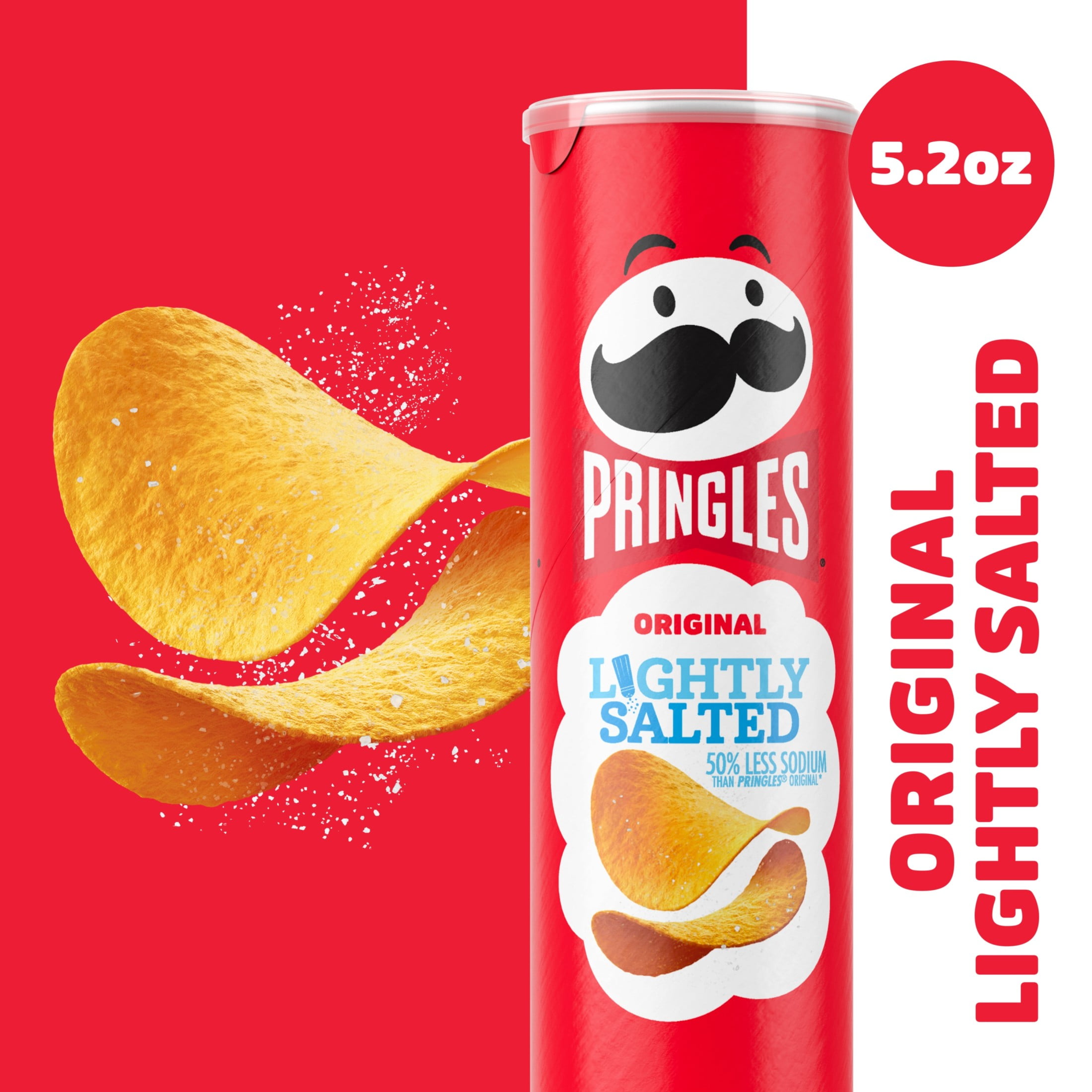 Pringles Lightly Salted Potato Crisps Chips, Lunch Snacks, 5.2 oz Canister