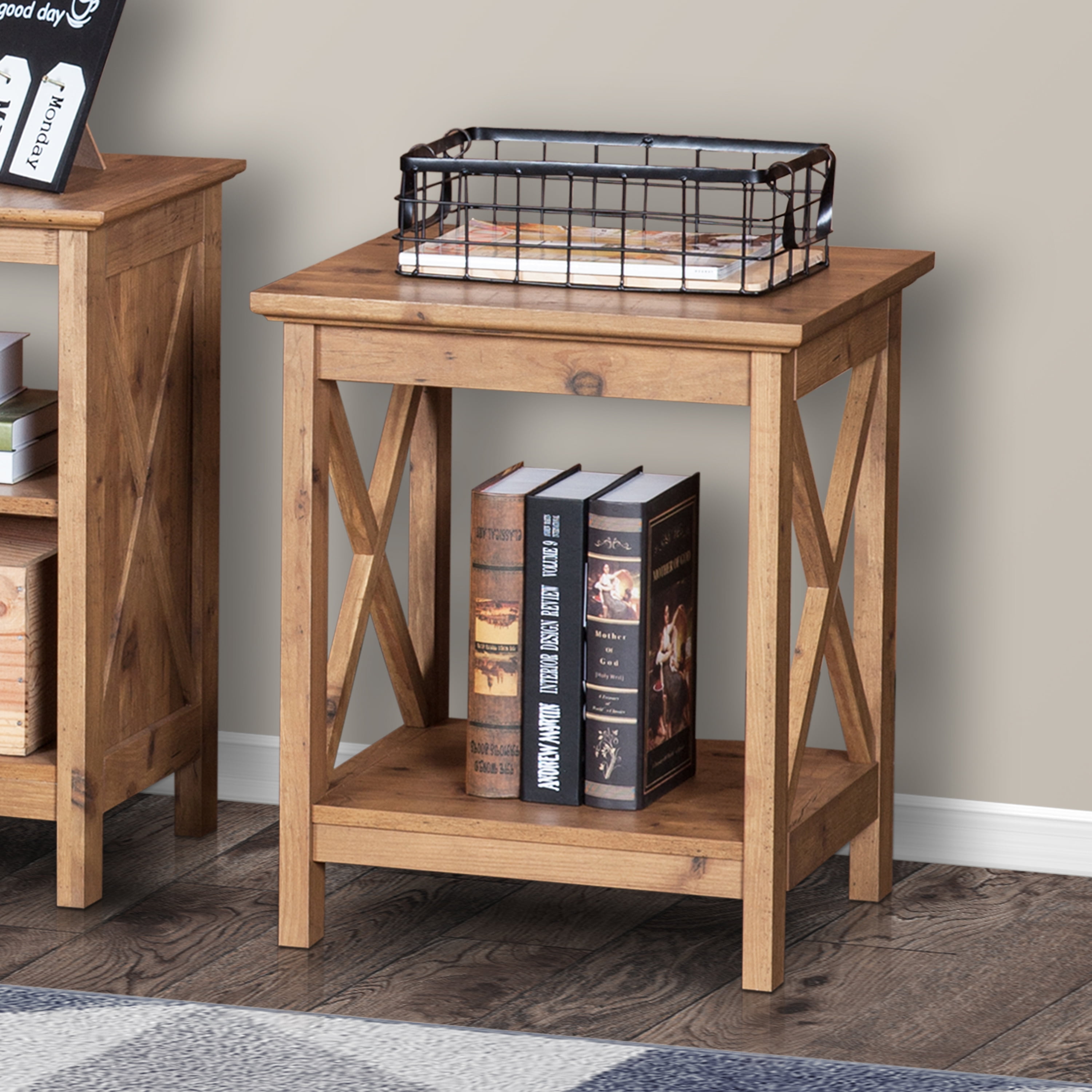 Austin 18.5" End Table Set (Qty of 2), Rustic Brown