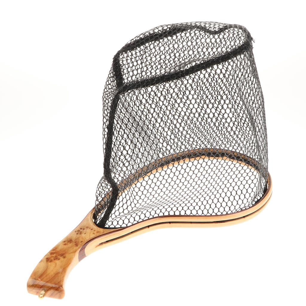 Axioma Fishing Landing Net with Wooden Frame and Soft Rubber Mesh for Trout Fishing as