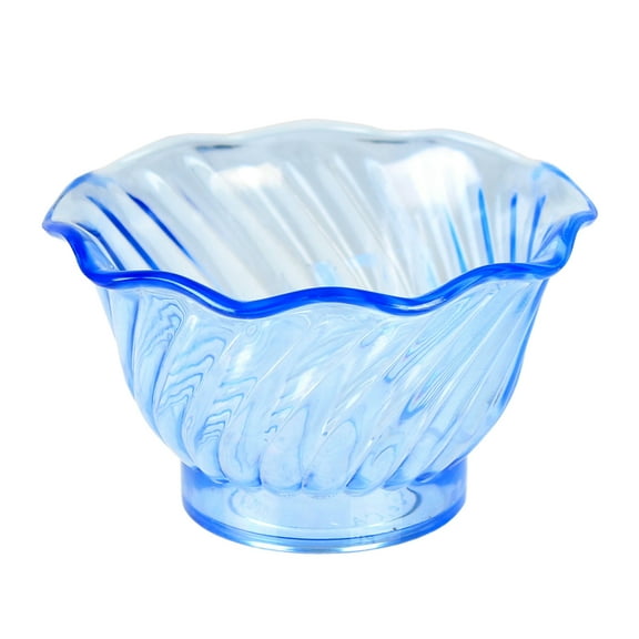 Excellante 5 oz plastic swirl dessert dish, blue, comes in dozen