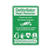Aed Defibrillator Instruction Sign For House Door Office Business Yard,Metal Aluminum Rust Free Sign - 12" X 8", Pre-Drilled Holes, Weather Resistant