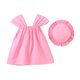 thumbnail image 4 of Odeerbi 6 M-3 Y Niñas Verano Floral Aplicado Vestido de Tanque Con Coincidencia Sombrero Casual Algodón Ancho Correa Vestido de Sol de Línea, 4 of 9