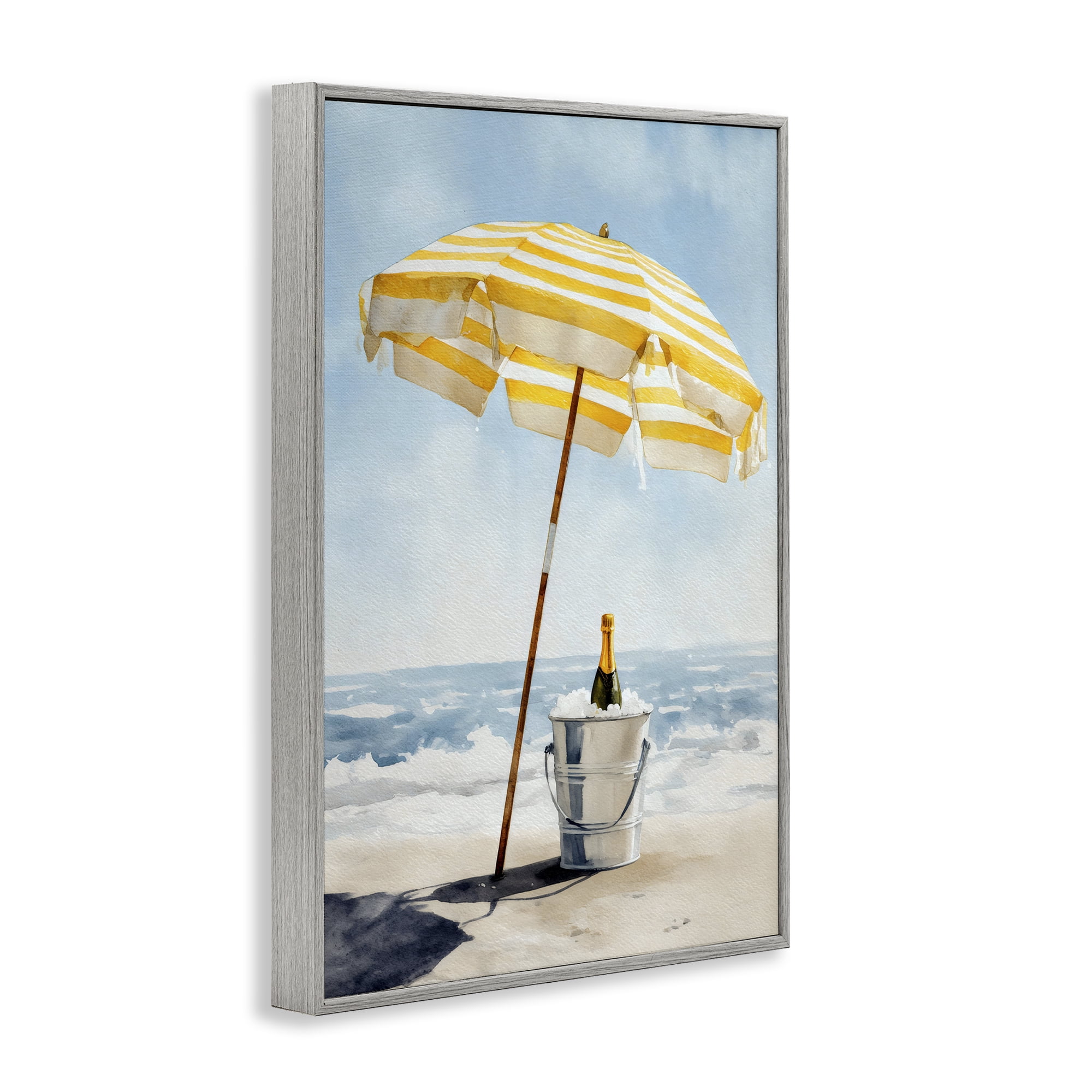 Stupell Industries Sunshine Celebration at Seaside Gray Framed Giclee Art, design by Petal Prints Design