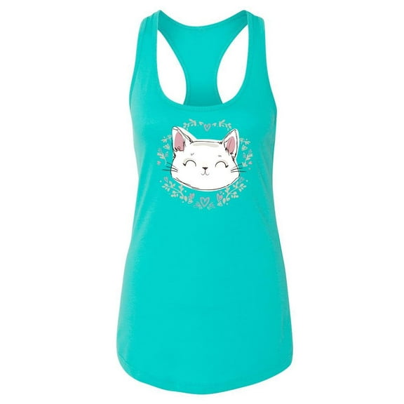 Kitten With Love Flowers Racerback Tank Women -Image by Shutterstock, Female XX-Large