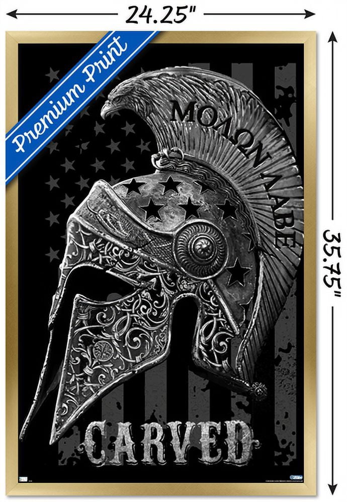 Jim Baldwin - Carved Helmet Wall Poster, 22.375" x 34" Framed