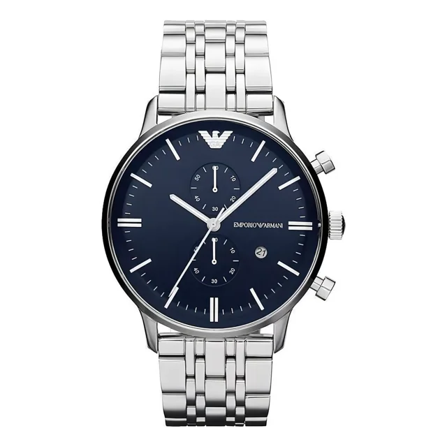 Reloj Hombre Caballero Modelo Ea 1648 Color de la correa Plata Color del fondo Azul