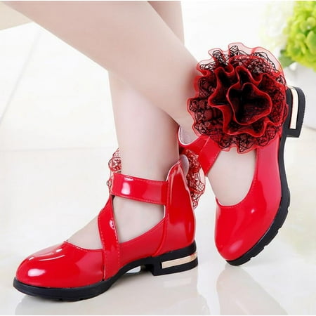 

Kids Shoes Girls High Heel Princess Flower Shoes Fashion Children Shoes Leather Fashion Girls Party Dress Wedding Dance 28Red 29(insole 18cm)