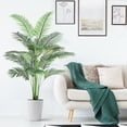 thumbnail image 4 of 7ft/6ft Artificial Palm Tree - Fake Palm Tree Fake Tropical Paradise Palm Tree Potted with Real Bark Design and 9 Adjustable Branches, Artificial Palm Plant for Indoor Home Office Modern Decor, 4 of 4