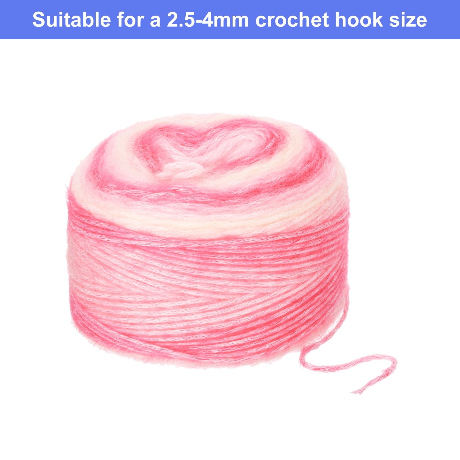 3Pack 100g Gradient Cake Cotton Yarns Soft Rainbow Yarn Mixed Pink (300g)