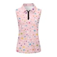 thumbnail image 4 of DHFJKG Womens Polo Shirts Polka Dot Quarter Zip Sleeveless Regular Fit Stretchy Soft Golf Tennis Shirts Comfy Tops, 4 of 4