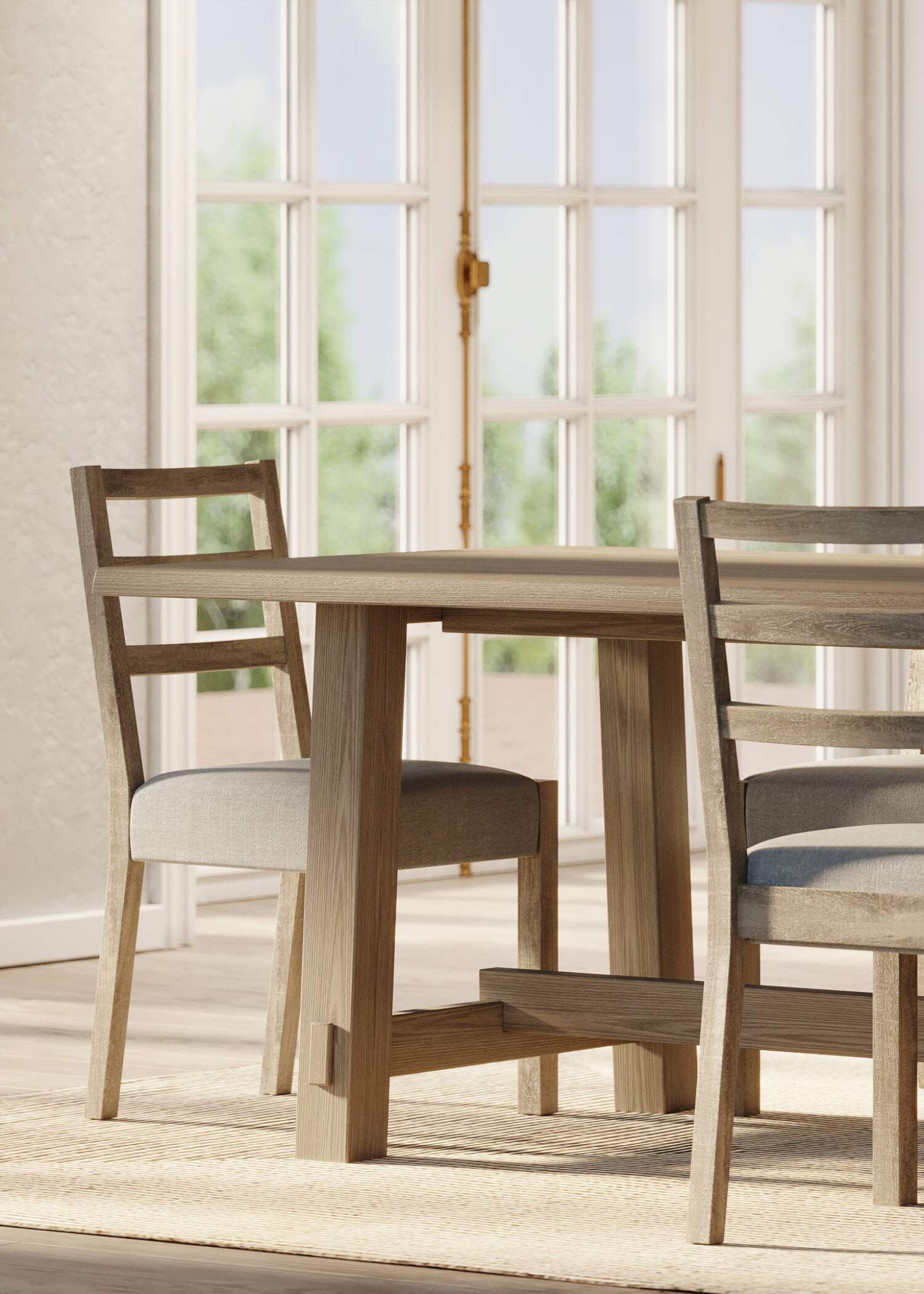 Maven Lane Yves Contemporary Rectangle Wooden Dining Center Table for Modern Kitchen or Small Dinette in Rustic Weathered Natural Finish