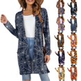 thumbnail image 2 of WTOBBY Women's Halloween Printed Cardigan Jacket Mid Length Open Front Long Sleeve Casual Cover Up with Pockets Novelty Fall Sweater Lightweight Cozy Outerwear,Watermelon Red M, 2 of 3