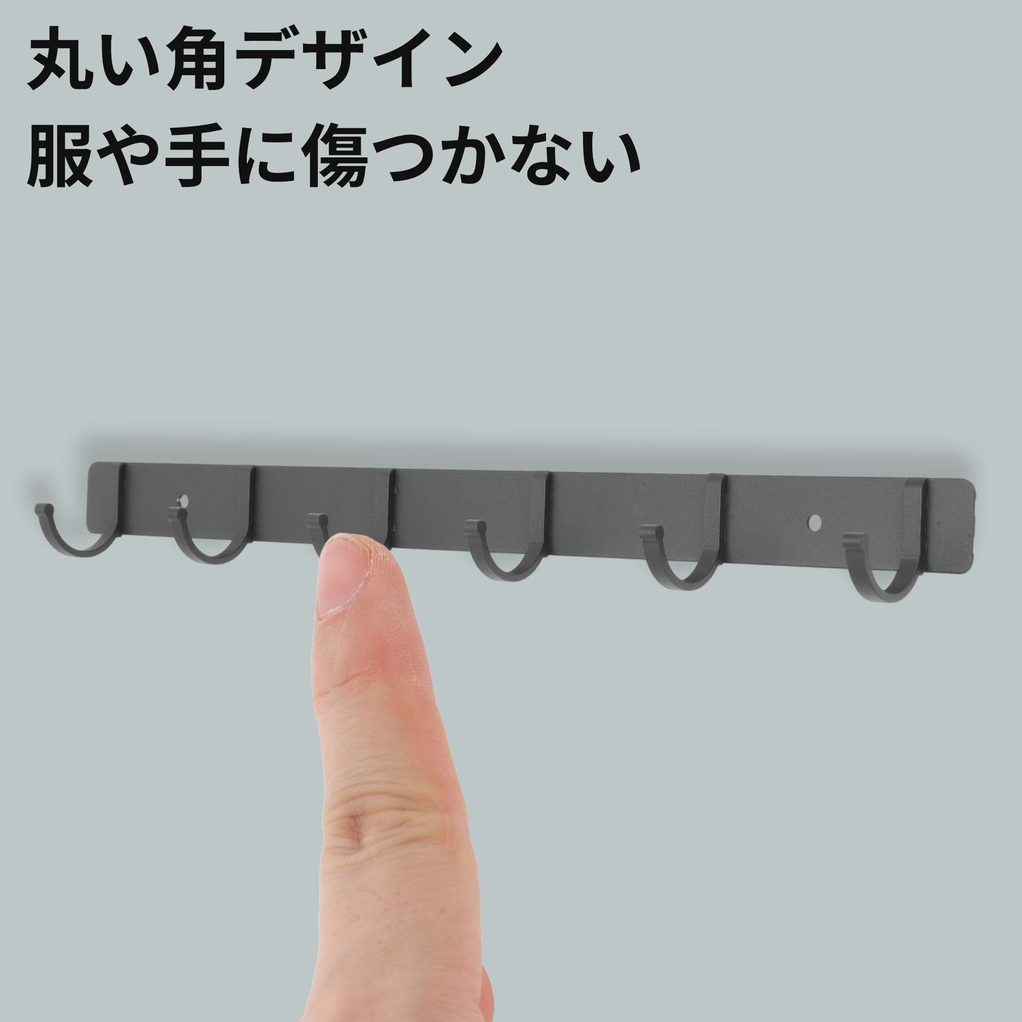 Unique Bargains Coat Rack Wall Mount Coat Hooks Hat Rack Gray 14.96"x1.18"x0.12" 1 Pc