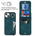 thumbnail image 2 of ELEHOLD for iPhone 14 6.1" Vintage Leather Wallet Case,Practical Card Holders RFID Blocking Zipper Wallet Kickstand Ring Holder Shockproof Anti-Scratch Case for Women Men,Blue, 2 of 8