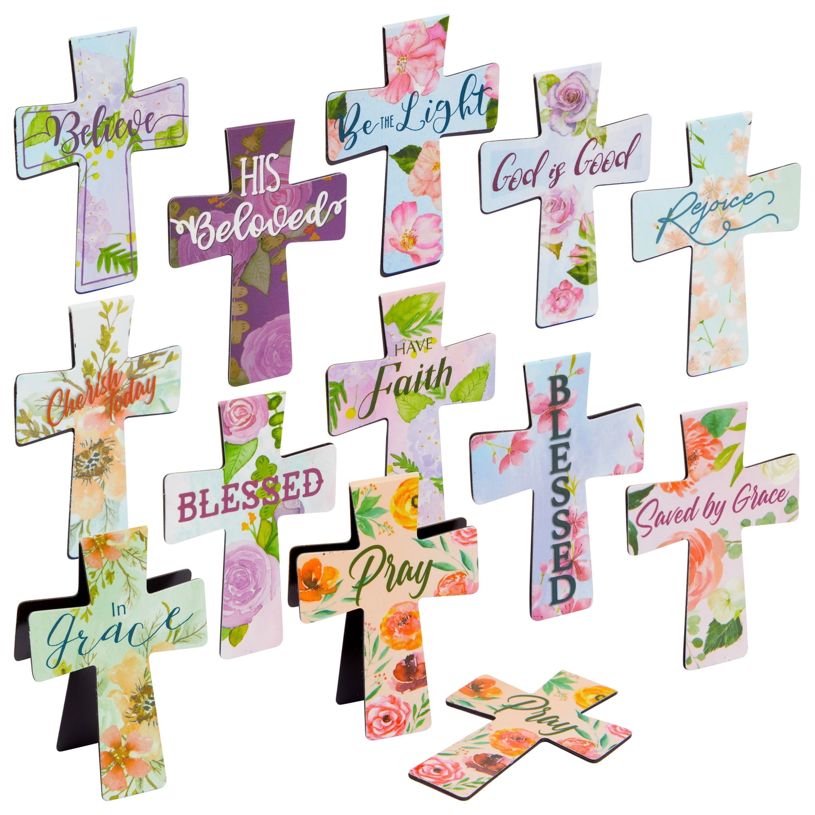 24 Pack Christian Bookmarks, Floral Cross Bookmarks, Religious Book Page Markers