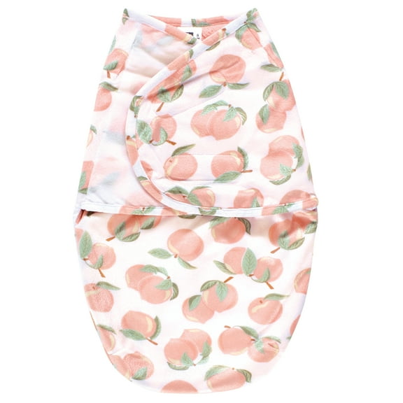 Hudson Baby Girls Plush Faux Fur Swaddle Wrap, Peach, 0-3 Months