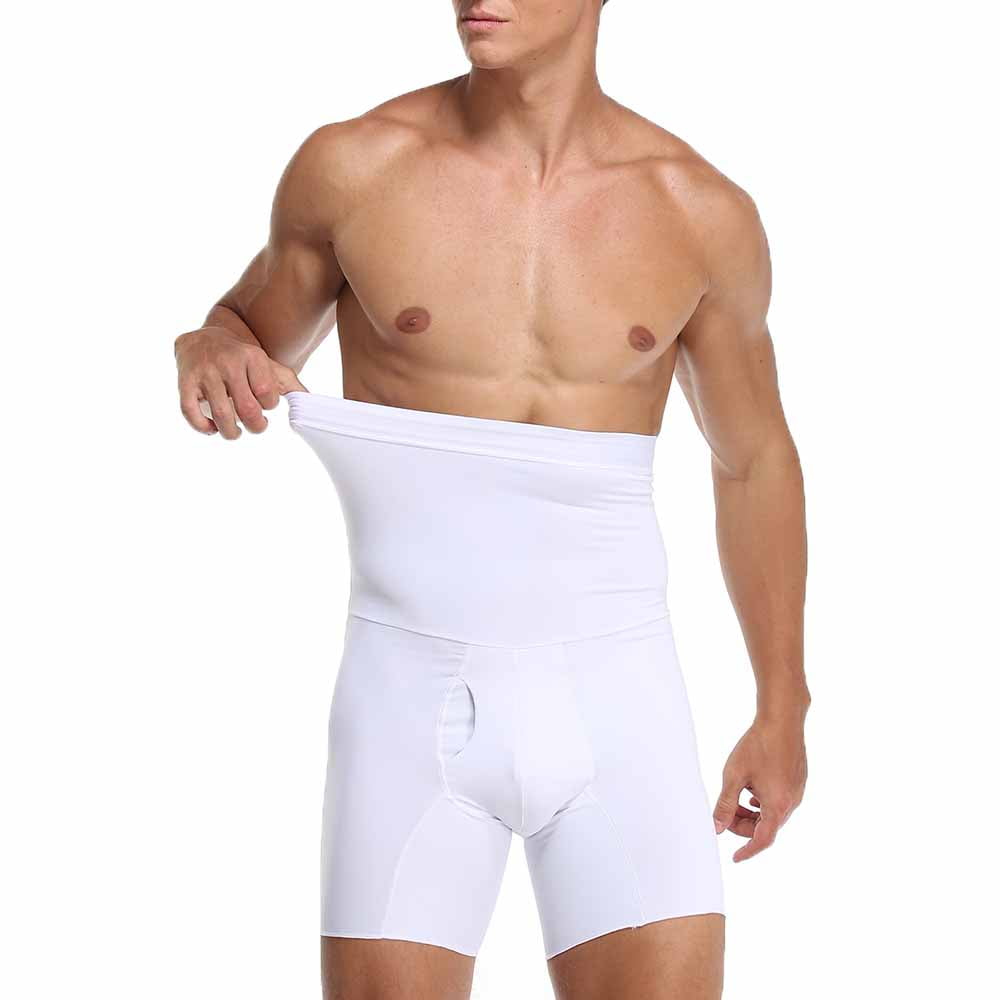 Mens Shapewear Slimming Underwear Briefs Mens Tummy Control Shorts High Waist Mens Body Shaper Briefs with Open Fly 