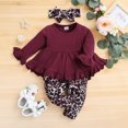thumbnail image 3 of Baby Girl Clothes Baby Girl Outfits Long Sleeve Tops Leopard Pants Headband 3PCS Outfits 18-24 Months Baby Girl Fall Clothes, 3 of 8