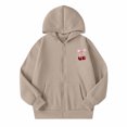 thumbnail image 2 of BOOMNY Child Girls Hoodie Zip Up Cherry Graphic Long Sleeve Hoodies for Kids Fashion Fall Winter Hooded Sweatshirts with Pocket, 2 of 6