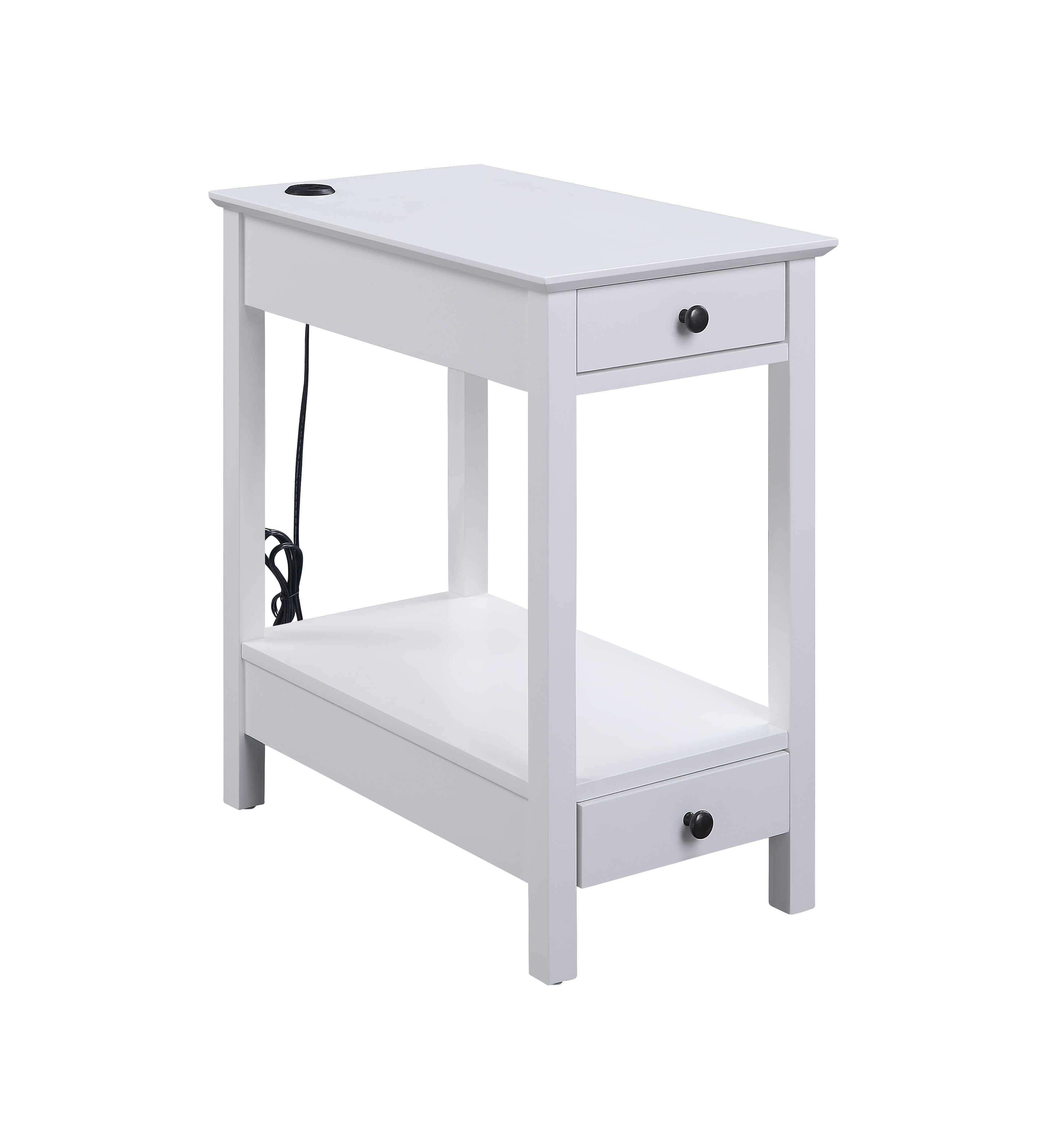 Byzad Side Table with USB Charging Dock in White