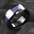thumbnail image 3 of Tungsten Rings for Men Wedding Bands for Him 8mm Blue Black Silvering Celtic Dragon, 3 of 8