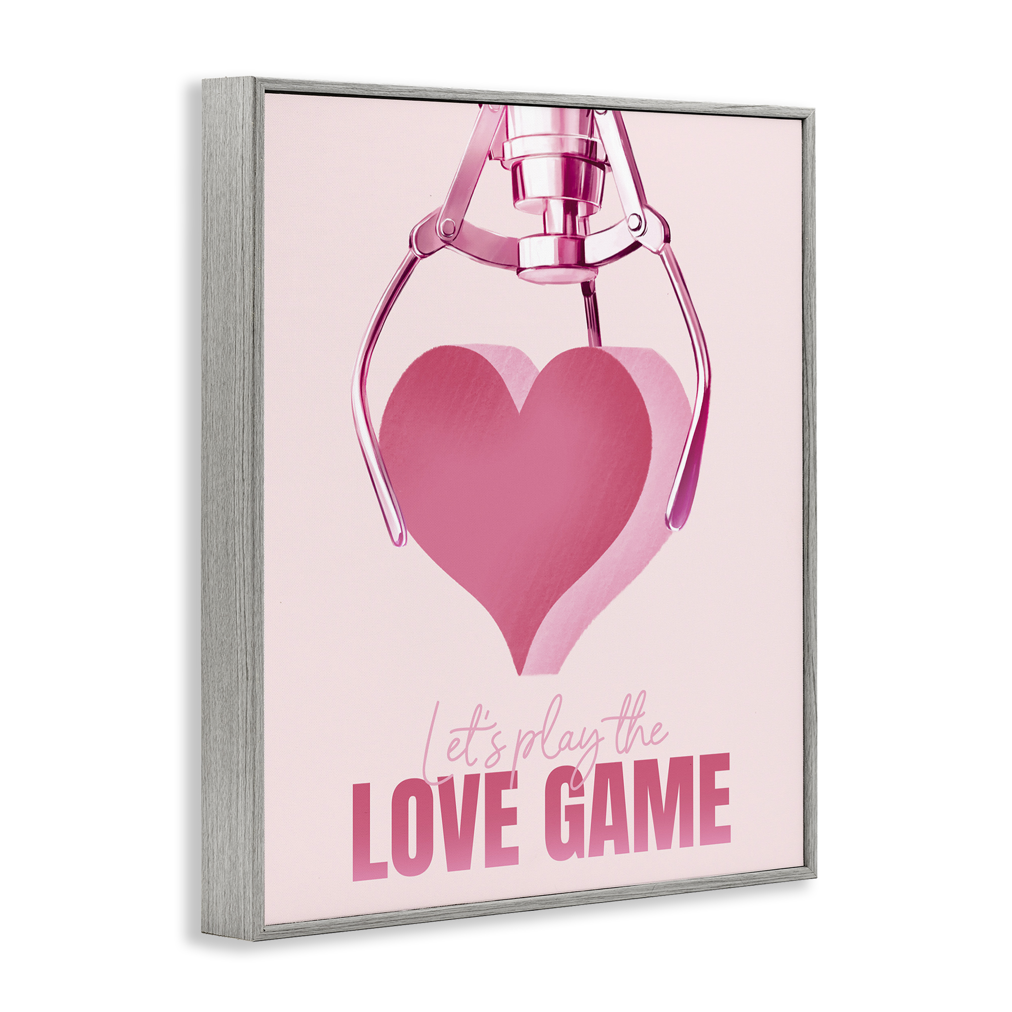 Stupell Industries Love Game with Heart Typography Painting Gray Framed Art Print Wall Art, 24 x 30