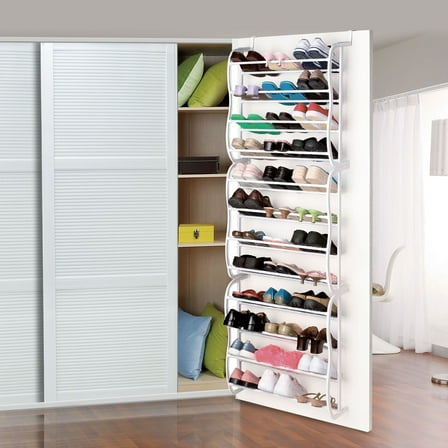 Over-the-Door Shoe Rack – 12 Shelves, Holds 36 Pairs, White