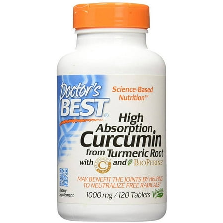Doctor's Best High Absorption Curcumin from Turmeric Root with Curcumin C3 Complex and BioPerine Dietary Supplement, 120