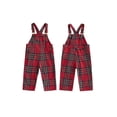 thumbnail image 2 of Cjfdfy Toddler Baby Boy Girl Christmas Overalls Outfit Plaid Print Adjustable Straps Sleeveless Jumpsuits Infant Cute My First Christmas Fall Winter Clothes 0-3Y, 2 of 9