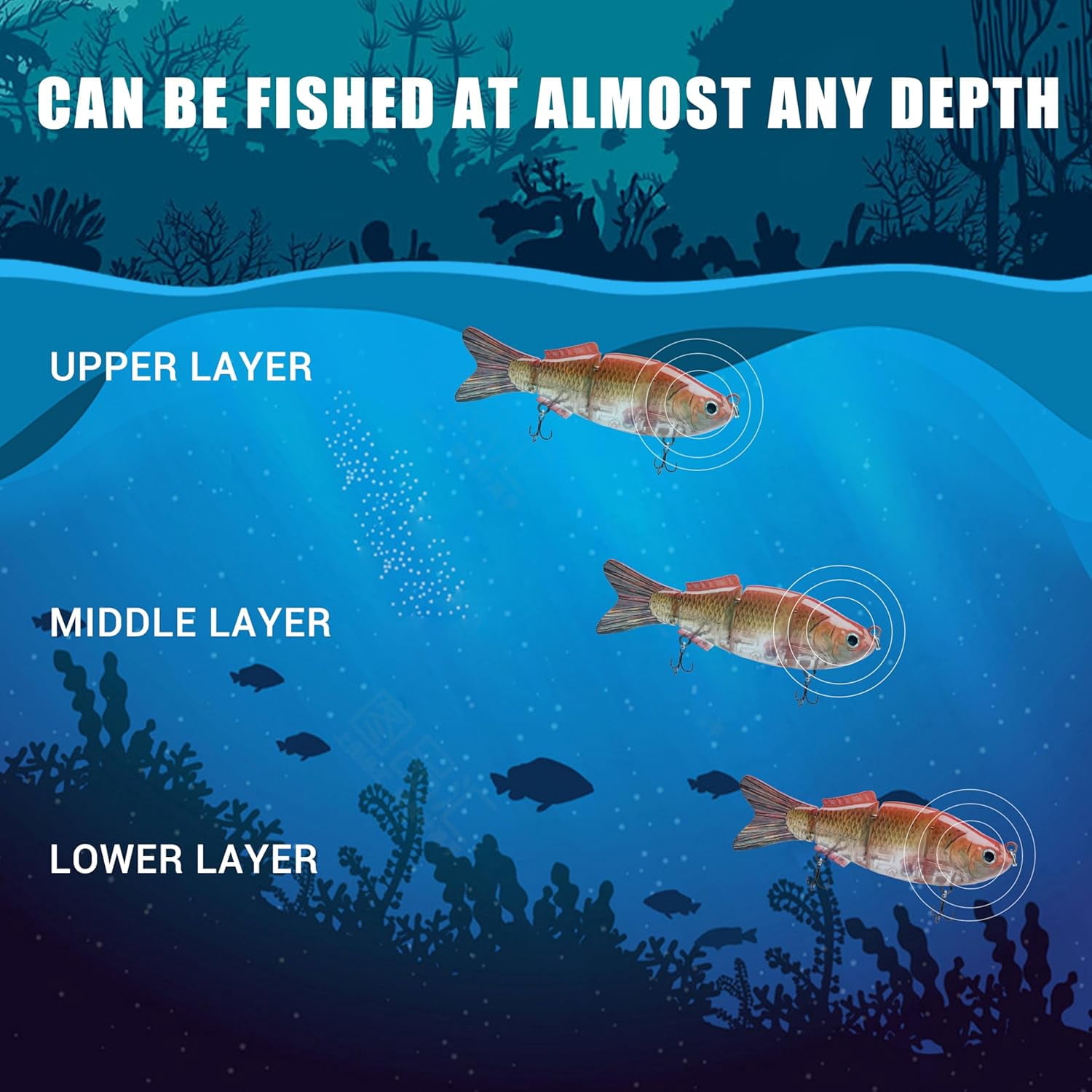 TRUSCEND Easy Catch Swimmax, Magic Noisy Turbulent Wiggling and Vibrating Actions for More Bites, Segmented Swimbait Jointed by Dyneema Strongest Fiber, Lifelike Fishing Lures for Family Fishing