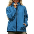 thumbnail image 5 of Zpanxa Winter Jackets for Women Waterproof Zip Up Rain Jacket Long Sleeve Windbreaker Solid Color with Pockets Lightweight Outdoor Casual, 5 of 8