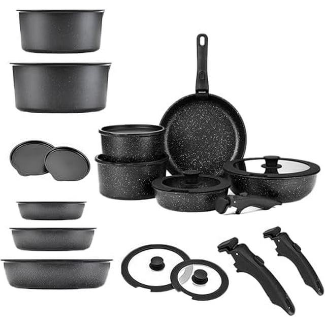 2026 new Cookware Set, 9/11/15 Piece Cookware Detachable Handle Set, for Kitchen