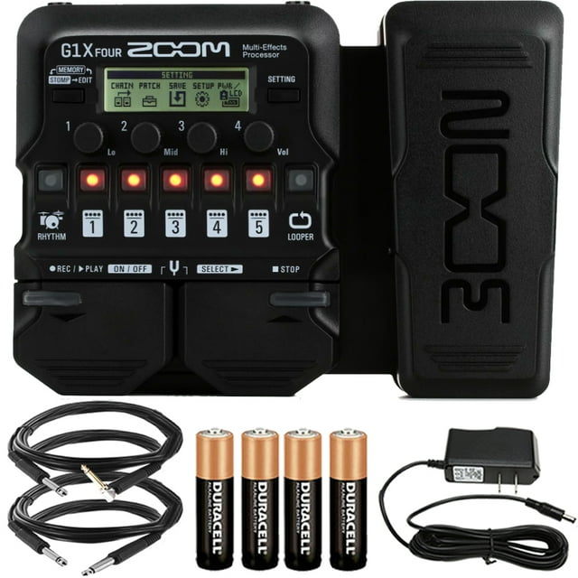 Procesador multiefectos para guitarra Zoom G1X Four con cables