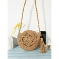 thumbnail image 2 of Women's Boho Fringe Cut Out Straw Shoulder Bag Woven Crossbody Bag, 2 of 5