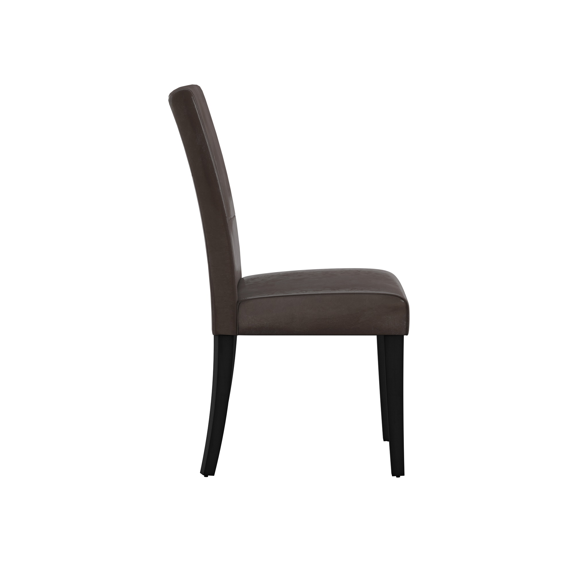 Weston Home Landen Keyhole Faux Leather Dining Side Chair, Dark Brown (Set of 2)