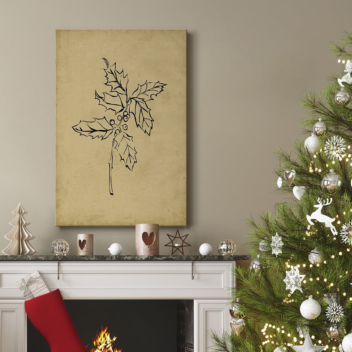 Holly Branch I- Gallery Wrapped Canvas