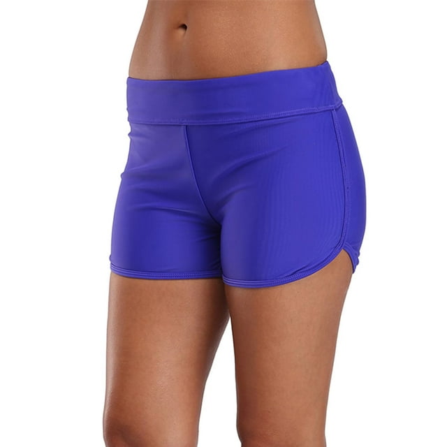Budget Chic Women Swimsuit Bottom Tummy Control Swimming Shorts Solid Swim Trunks