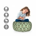 thumbnail image 2 of Geometric Storage Toy Bag Chair, Graphic Peacock Feathers Pattern in Pastel Color Nostalgic Culture, Stuffed Animal Organizer Washable Bag, Large Size, Pistachio Green Tan, by Ambesonne, 2 of 3