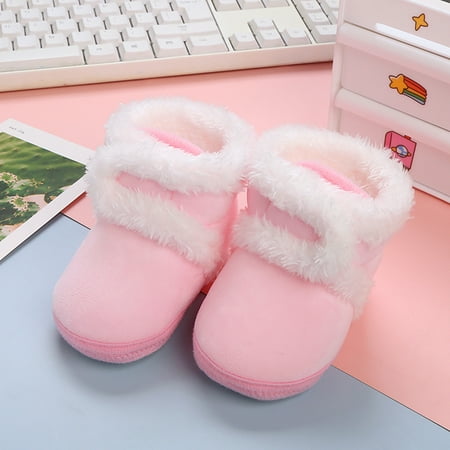 Cathalem Lightweight Snow Boots Toddler Baby Toddler Shoes Warm Booties Shoes Fashion Printing Non Children Boots for Boys Pink 18 Months